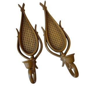 Vintage Homco Wicker Wall Sconces